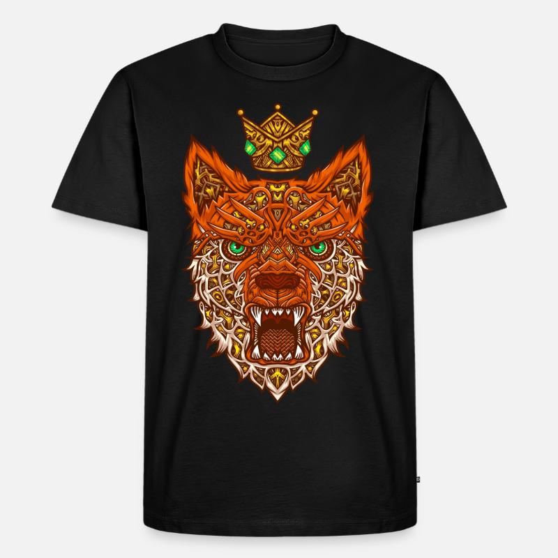 Nano Fuchs mit Krone - Männer Premium Bio T-Shirt - Schwarz