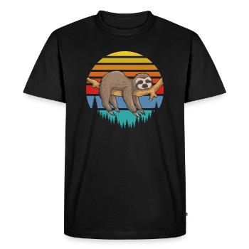 Amoureux de la paresse, illustration de coucher de soleil paresseux paresseux rétro - T-shirt Premium bio Homme - noir - Devant - Nico (187cm)