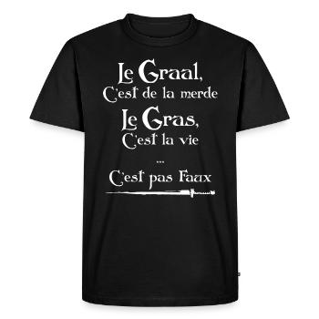 Gras Graal Citation Karadoc Perceval - T-shirt Premium bio Homme - noir - Devant - Nico (187cm)