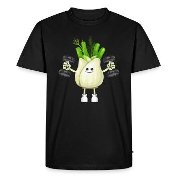 Vegan Vegan Bodybuilding Fenouil - T-shirt Premium bio Homme - noir - Devant - Nico (187cm)