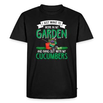 JardinAge Légumes Vegan Concombre Concombre - T-shirt Premium bio Homme - noir - Devant - Nico (187cm)