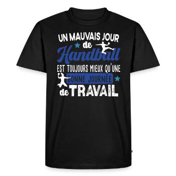 Handball Handballeur Handballeuse Cadeau Sport - T-shirt Premium bio Homme - noir - Devant - Nico (187cm)