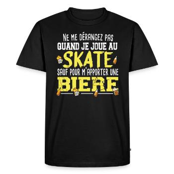 Skate Bière Skateboard Alcool Cadeau Humour Apéro - T-shirt Premium bio Homme - noir - Devant - Nico (187cm)