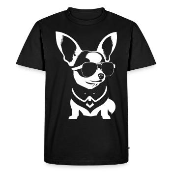 Funny Chihuahua wearing Sunglasses Chihuahuas - Men's Premium Organic T-Shirt - black - Front - Nico (187cm)