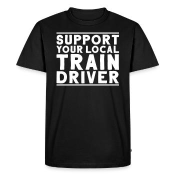Conducteur de train Conducteur de locomotive Conducteur de locomotive - T-shirt Premium bio Homme - noir - Devant - Nico (187cm)