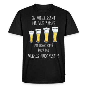 Bières progressives et verre progressifs humour - T-shirt Premium bio Homme - noir - Devant - Nico (187cm)