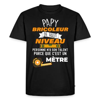 Papy bricoleur high level humour jeu de mots - T-shirt Premium bio Homme - noir - Devant - Nico (187cm)