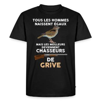 Chasse grive homme chasseur - T-shirt Premium bio Homme - noir - Devant - Nico (187cm)