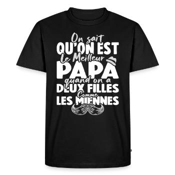 Meilleur Papa Avec Deux Filles Comme Les Miennes - T-shirt Premium bio Homme - noir - Devant - Nico (187cm)