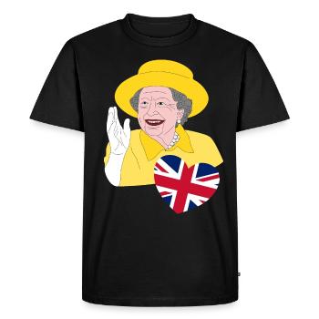 La reine britannique Elizabeth II avec Union Jack - T-shirt Premium bio Homme - noir - Devant - Nico (187cm)