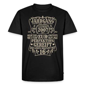 Geburtstagsgeschenk Geboren 2007 16 Jahre - T-shirt Premium bio Homme - noir - Devant - Nico (187cm)