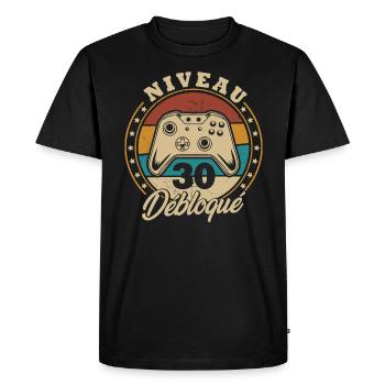 Niveau 30 débloque - T-shirt Premium bio Homme - noir - Devant - Nico (187cm)