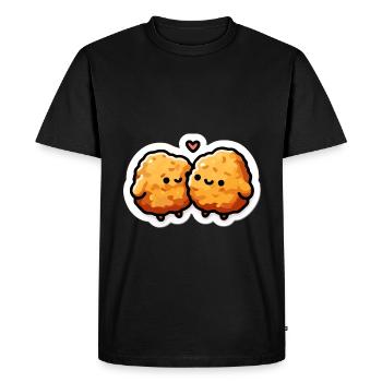 Croquettes de poulet mignonnes coeur Saint-Valentin - T-shirt Premium bio Homme - noir - Devant - Nico (187cm)