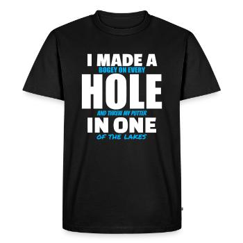 I Made A Hole In One Funny Golf Golfing - Men's Premium Organic T-Shirt - black - Front - Nico (187cm)
