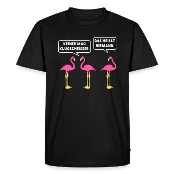 Funny pink flamingo | Nobody likes smartass - Men's Premium Organic T-Shirt - black - Front - Nico (187cm)