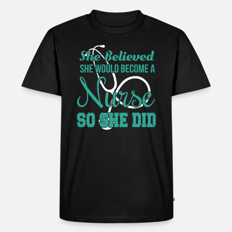 Sie glaubte, sie würde Krankenschwester werden - Männer Premium Bio T-Shirt - Schwarz