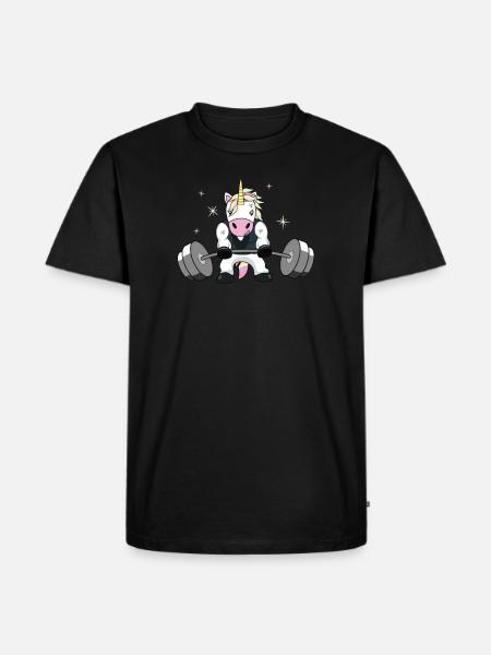 Gewichtheben Einhorn - Männer Premium Bio T-Shirt - Schwarz