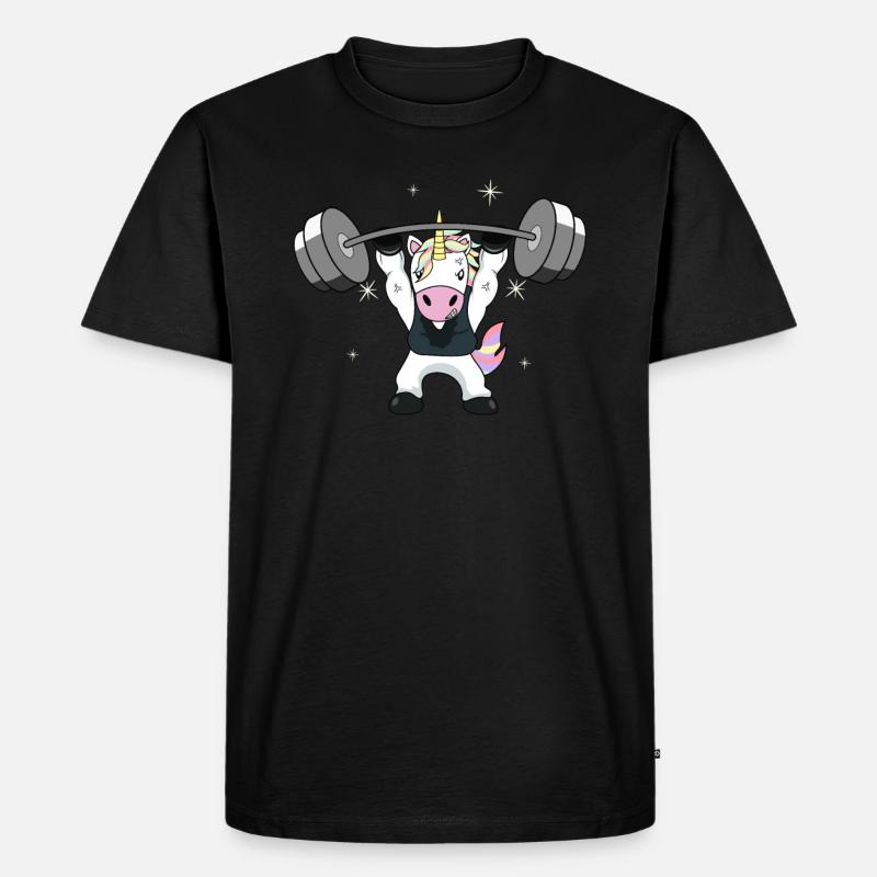 Gewichtheben Einhorn - Männer Premium Bio T-Shirt - Schwarz