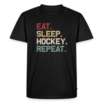 Eat Sleep Hockey Repeat - Men's Premium Organic T-Shirt - black - Front - Nico (187cm)