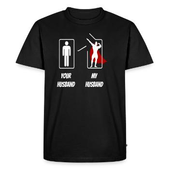 Votre mari mon mari - T-shirt Premium bio Homme - noir - Devant - Nico (187cm)