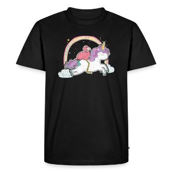 Flamingo Riding Unicorn Rainbow Magical Bird Anima - Men's Premium Organic T-Shirt - black - Front - Nico (187cm)