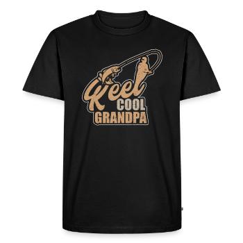 Reel Cool Grand-père Papy Grand-père au lac de pêche - T-shirt Premium bio Homme - noir - Devant - Nico (187cm)