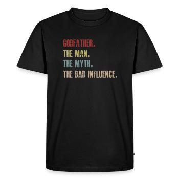 Parrain L'Homme Le Mythe La Mauvaise Influence - T-shirt Premium bio Homme - noir - Devant - Nico (187cm)