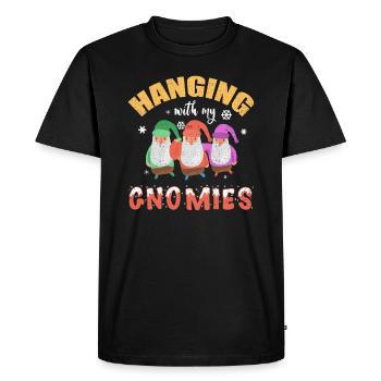 Hanging With My Gnomies Christmas Garden Decorate - Men's Premium Organic T-Shirt - black - Front - Nico (187cm)