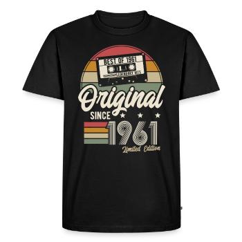 Original since 1961 Best of '61 Retro Birthday - Men's Premium Organic T-Shirt - black - Front - Nico (187cm)
