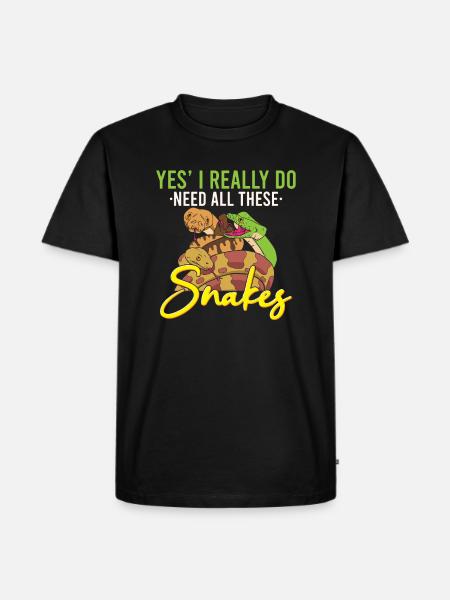 Lustige Python Schlange / Boa-Constrictor - Männer Premium Bio T-Shirt - Schwarz