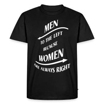 Men to the left because women are always right - Men's Premium Organic T-Shirt - black - Front - Nico (187cm)
