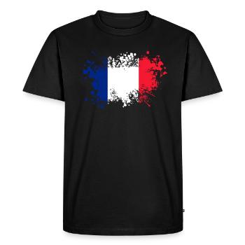 France drapeau tricolore Paris Nice Lyon - T-shirt Premium bio Homme - noir - Devant - Nico (187cm)