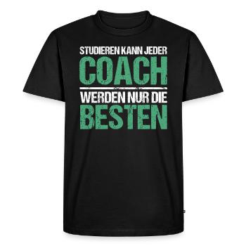 Tout le monde peut étudier - Coach Edition - T-shirt Premium bio Homme - noir - Devant - Nico (187cm)