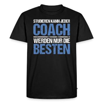 Tout le monde peut étudier - Coach Edition - T-shirt Premium bio Homme - noir - Devant - Nico (187cm)