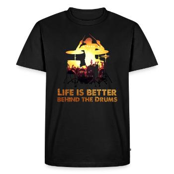 Drummer Drummer Drums Music Life is Better - Men's Premium Organic T-Shirt - black - Front - Nico (187cm)