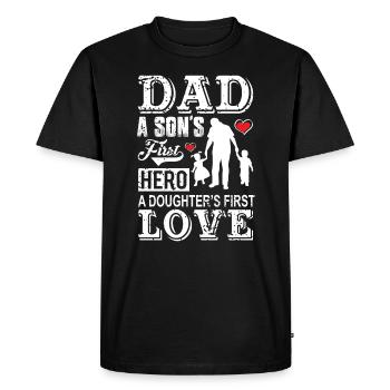 Dad dad father first hero first love gift - Men's Premium Organic T-Shirt - black - Front - Nico (187cm)