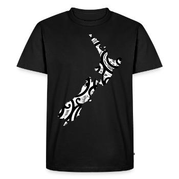 New Zealand Map Maori Design Pattern Tattoo - Men's Premium Organic T-Shirt - black - Front - Nico (187cm)