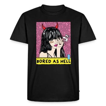 POP-ART Bored As Hell ARTWORK, Devil Frau 80s - Men's Premium Organic T-Shirt - black - Front - Nico (187cm)