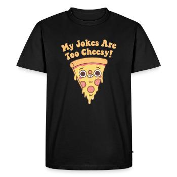 Drôle de pizza Mes blagues sont trop cheesy Pun - T-shirt Premium bio Homme - noir - Devant - Nico (187cm)