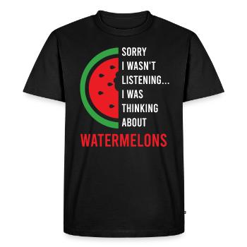 Penser aux Melons Tropical Watermelon Summer - T-shirt Premium bio Homme - noir - Devant - Nico (187cm)
