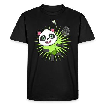 Joueur de badminton Panda Bear Ironic Hobby Sports - T-shirt Premium bio Homme - noir - Devant - Nico (187cm)