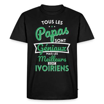 Papas géniaux mais les meilleurs sont Ivoiriens - T-shirt Premium bio Homme - noir - Devant - Nico (187cm)