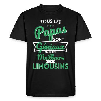 Papas géniaux mais les meilleurs sont Limousins - T-shirt Premium bio Homme - noir - Devant - Nico (187cm)