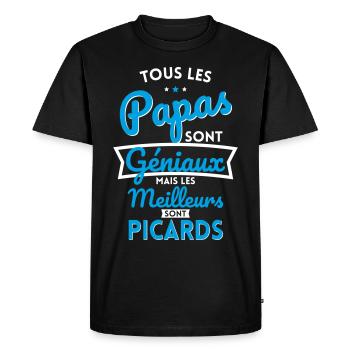 Papas géniaux mais les meilleurs sont Picards - T-shirt Premium bio Homme - noir - Devant - Nico (187cm)