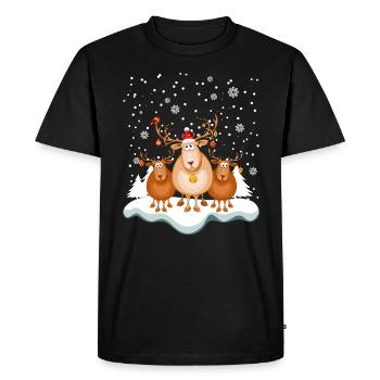 Renne Drôle d’hiver Joyeux Noël - T-shirt Premium bio Homme - noir - Devant - Nico (187cm)