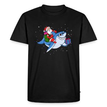Santa Claus Xmas Shark Christmas - Men's Premium Organic T-Shirt - black - Front - Nico (187cm)