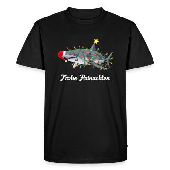 Joyeux Noël Requin Père Noël - T-shirt Premium bio Homme - noir - Devant - Nico (187cm)