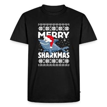 Merry Christmas Shark Christmas - Men's Premium Organic T-Shirt - black - Front - Nico (187cm)