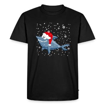 Funny Christmas Shark Christmas - Men's Premium Organic T-Shirt - black - Front - Nico (187cm)