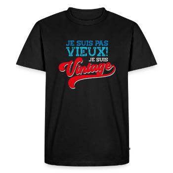 Homme Vieux Papy Fête Des Grands-Pères - T-shirt Premium bio Homme - noir - Devant - Nico (187cm)